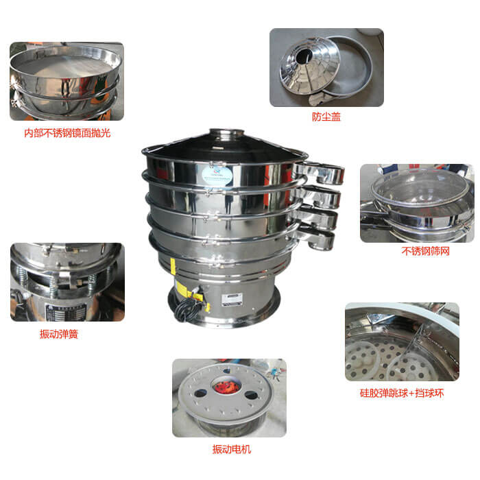食品振動篩部件：防塵蓋，不銹鋼篩網，鏡面拋光展示