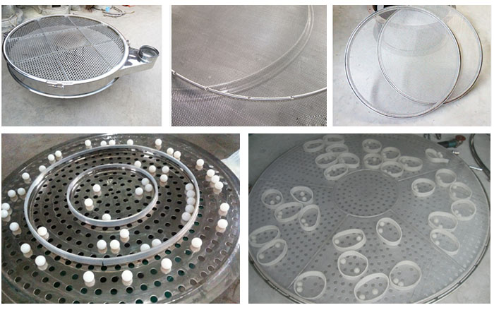 旋振篩換網(wǎng)1,去除舊網(wǎng)。2,將新的篩網(wǎng)平鋪在網(wǎng)架上。3,用束環(huán)固定篩網(wǎng)。3,拉緊篩網(wǎng)并擰緊束環(huán),換網(wǎng)完成。