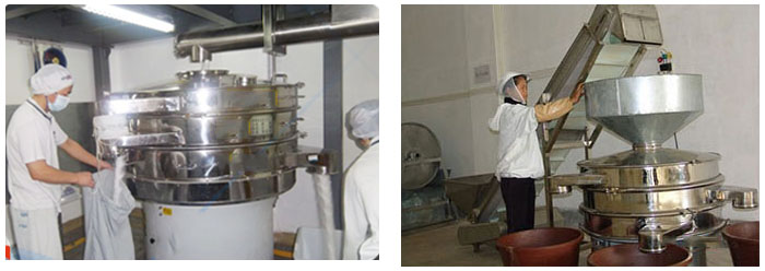 豆漿振動篩豆漿篩分現場圖展示。